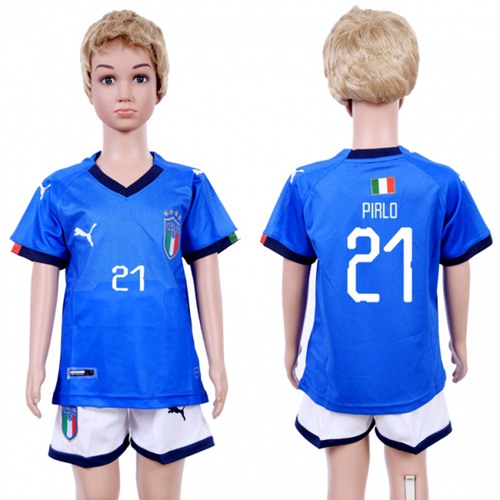 Italy #21 Pirlo Home Kid Soccer Country Jersey - Click Image to Close